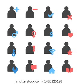 person and user icon set, vector and illustration