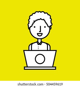 person user laptop computer vector illustration design