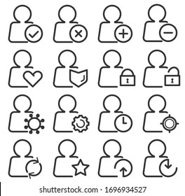 Person and user line icon set. Vector  illustration