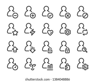 person and user thin line icon set,vector and illustration