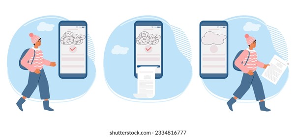 Person uses an artificial intelligence chatbot developed by OpenAI, smart AI to write project, thesis, term paper, technical documentation People using neural network Chat ChatGPT Vector illustration