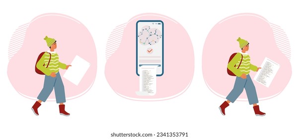 Person uses an artificial intelligence chatbot developed by, smart AI to write project, thesis, term paper, technical documentation People using neural network Chat Vector illustration