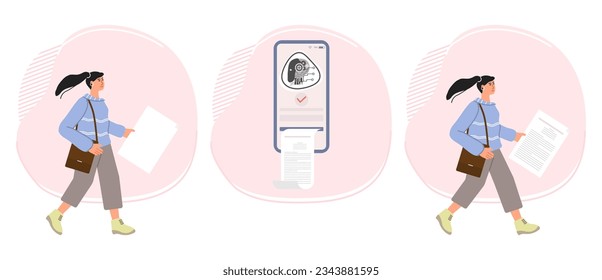 Person uses an artificial intelligence chatbot developed by, smart AI to write project, thesis, term paper, technical documentation People using neural network Chat Vector illustration