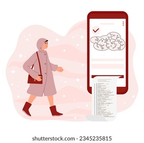 Person uses an artificial intelligence chatbot developed by, smart AI to write project, thesis, term paper, technical documentation People using neural network Chat Vector illustration