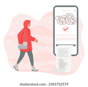 Person uses an artificial intelligence chatbot developed by, smart AI to write project, thesis, term paper, technical documentation People using neural network Chat Vector illustration