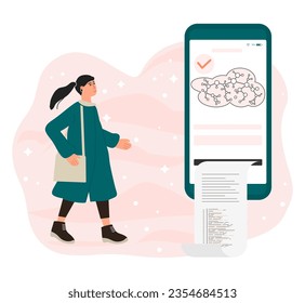 Person uses an artificial intelligence chatbot developed by, smart AI to write project, thesis, term paper, technical documentation People using neural network Chat Vector illustration