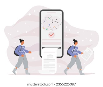 Person uses an artificial intelligence chatbot developed by, smart AI to write project, thesis, term paper, technical documentation People using neural network Chat Vector illustration