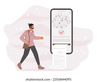 Person uses an artificial intelligence chatbot developed by, smart AI to write project, thesis, term paper, technical documentation People using neural network Chat Vector illustration