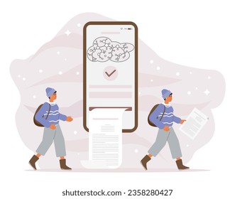 Person uses an artificial intelligence chatbot developed by, smart AI to write project, thesis, term paper, technical documentation People using neural network Chat Vector illustration