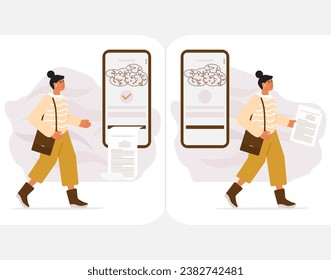 Person uses an artificial intelligence chatbot developed by OpenAI, smart AI to write project, thesis, term paper, technical documentation People using neural network Chat ChatGPT Vector illustration