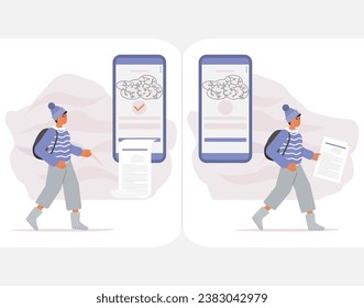 Person uses an artificial intelligence chatbot developed by OpenAI, smart AI to write project, thesis, term paper, technical documentation People using neural network Chat ChatGPT Vector illustration