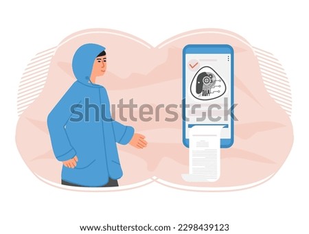 Person uses an artificial intelligence chatbot developed by OpenAI, smart AI to write project, thesis, term paper, technical documentation People using neural network Chat ChatGPT Vector illustration