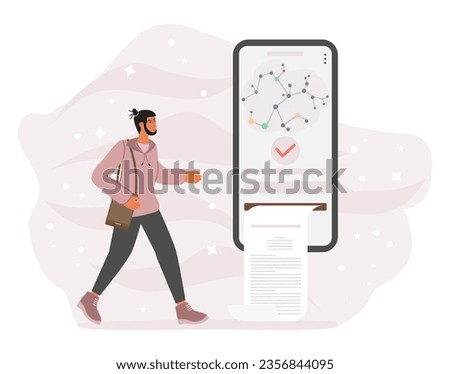 Person uses an artificial intelligence chatbot developed by, smart AI to write project, thesis, term paper, technical documentation People using neural network Chat Vector illustration