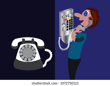 a person uses a phone booth