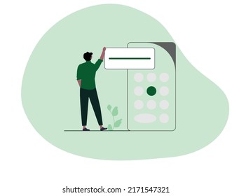 Person Using Calculator Flat to design banners, posters, backgrounds, ...etc.