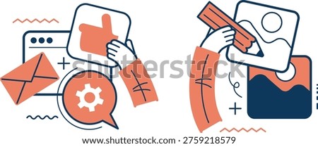 Person using a computer and drawing on a tablet with a stylus