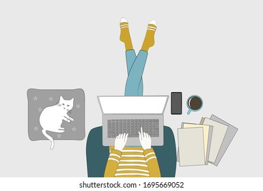 A person is using computer at home