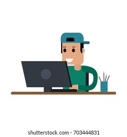 person using computer icon image 