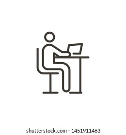 Person using a computer. Modern trendy vector thin line icon for studying, working, having online education or other concepts related with computer and internet usage.