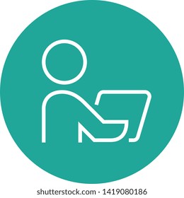 Person Using Computer Outline Icon