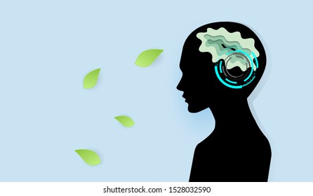 Person is using ideas to conserve nature. paper cut design.