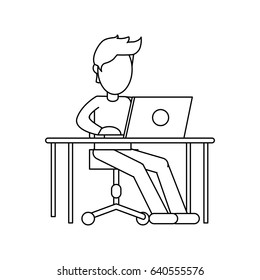 person using laptop computer icon image 