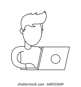 person using laptop computer icon image 