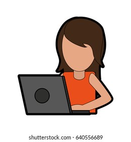 person using laptop computer icon image 