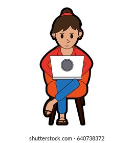 person using laptop computer icon image 