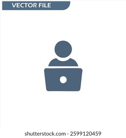 Person Using Laptop Icon for Digital Design