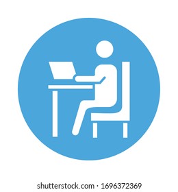 person using laptop portable block style icon vector illustration design