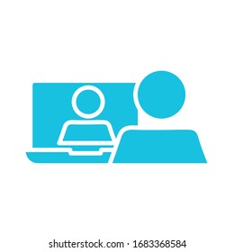 person using laptop silhouette style icon vector illustration design
