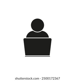 Person Using Laptop. Simple Computer Icon. Digital Device Symbol. Vector Illustration.