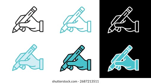 Person using a pencil for art and documentation icon in line and fill style