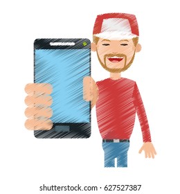 person using phone icon image 