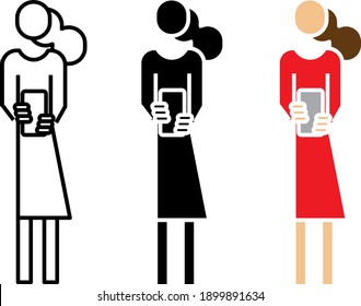 Person using phone, vector illustration
