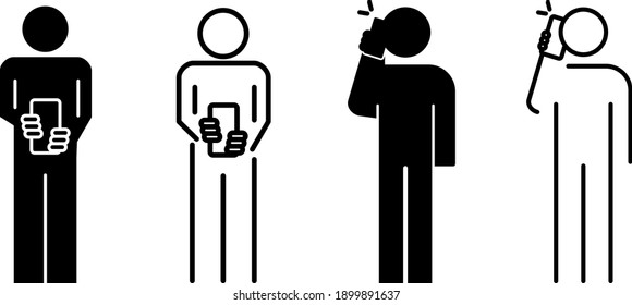 Person using phone, vector illustration