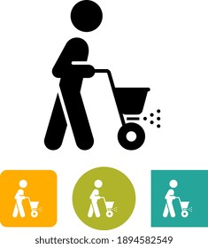 Person Using Seeder Spreader Vector Icon