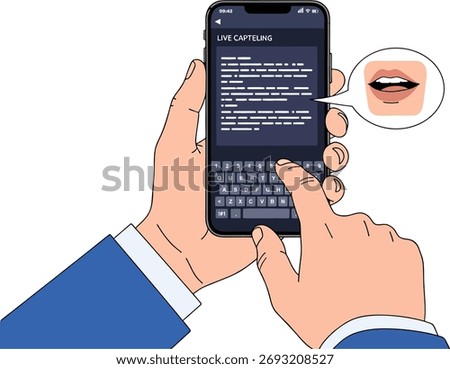 Person using smartphone for live captioning