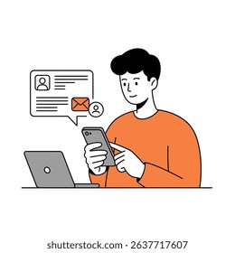 Person Using Smartphone Remote Work White Background Mobile Productivity Solution