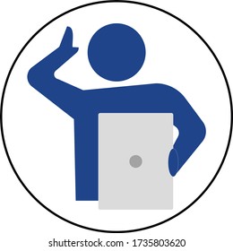 Person using tablet (vector icon)