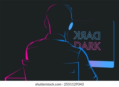 A Person is Using Their Computer to Engage in Harmful or Illegal Activities - Vector Illustration