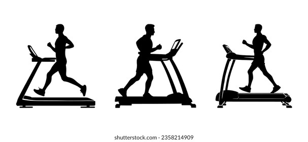 A person using a treadmill silhouette black filled vector Illustration icon