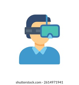 Person Using Virtual Reality Headset Illustration, Avatar Style