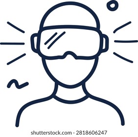 Person using virtual reality headset, digital entertainment concept