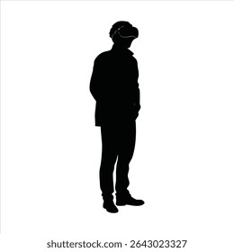 Person Using VR Headset Silhouette - Virtual Reality Experience