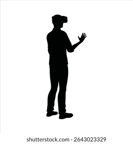 Pessoa Usando Silhueta de Headset VR - Experiência de Realidade Virtual