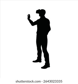 Person Using VR Headset Silhouette - Virtual Reality Experience