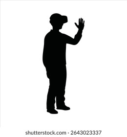 Person Using VR Headset Silhouette - Virtual Reality Experience