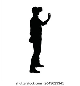 Pessoa Usando Silhueta de Headset VR - Experiência de Realidade Virtual